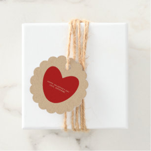 Étiquettes Cadeau Coeur rouge rustique kraft coutume Saint Valentin