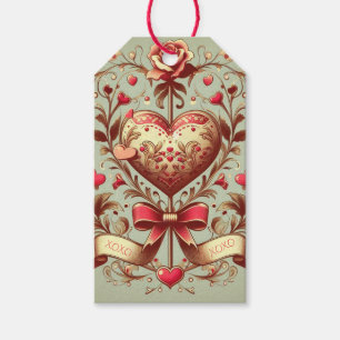 Étiquettes-cadeau Coeur vintage Valentine's day xoxo