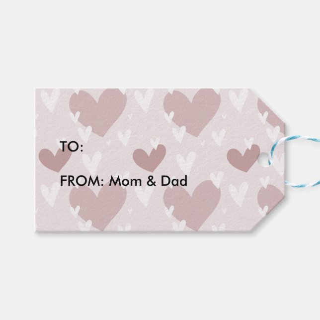 Étiquettes-cadeau Coeurs (Devant (Horizontal))