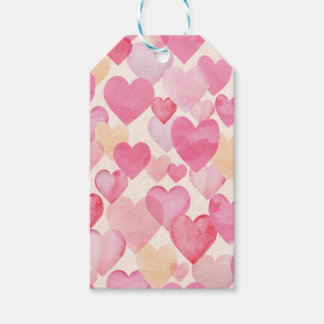 Étiquettes-cadeau Cœurs à l'aquarelle