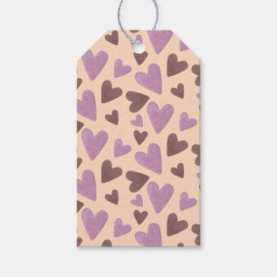 Étiquettes-cadeau Cœurs Aquarelle Main Chocolat Rose