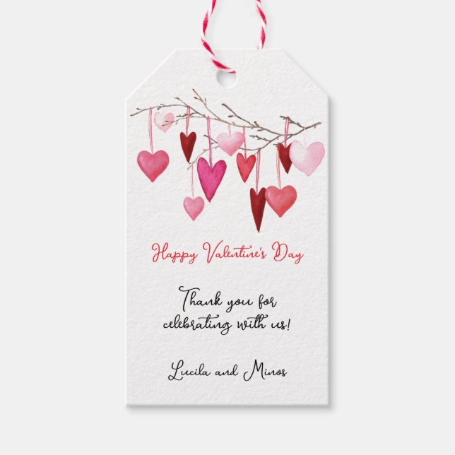 Étiquettes-cadeau Cœurs aquarelle Saint-Valentin  (Devant)