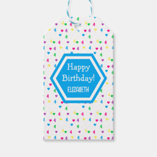 Étiquettes-cadeau Coeurs arc-en-ciel 4e anniversaire