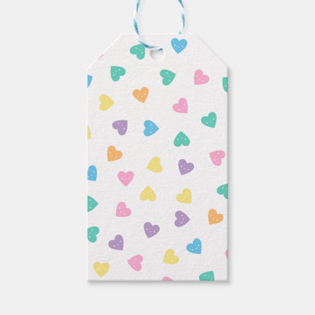 Étiquettes-cadeau Coeurs bonbons Kawaii Pastel (Devant)
