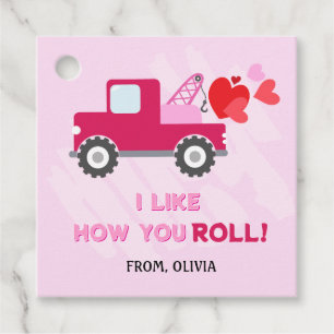 Étiquettes Cadeau Coeurs Camion rose Valentines Tags cadeaux