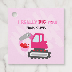 Étiquettes Cadeau Coeurs Camion rose Valentines Tags cadeaux
