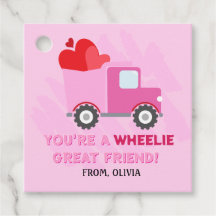 Coeurs Camion rose Valentines Tags cadeaux
