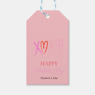 Étiquettes-cadeau Coeurs colorés "XOXO" Saint Valentin
