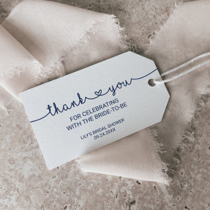 Étiquettes-cadeau Coeurs d'amour   Marine Blue Merci Favor