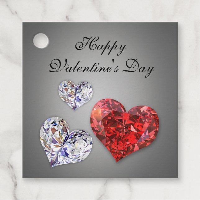 Étiquettes Cadeau Coeurs de diamants précieux et élégants (Devant)