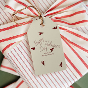 Étiquettes-cadeau Cœurs de la Saint-Valentin Burgundy & Crème Minima