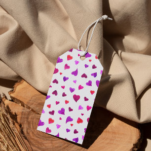 Étiquettes-cadeau Coeurs de la Saint Valentin - violet et viva magen