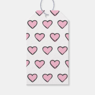 Étiquettes-cadeau Coeurs dessinés - Balises cadeaux rose et blanc