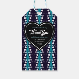 Étiquettes-cadeau Cœurs Merci Points de Teal Moderne