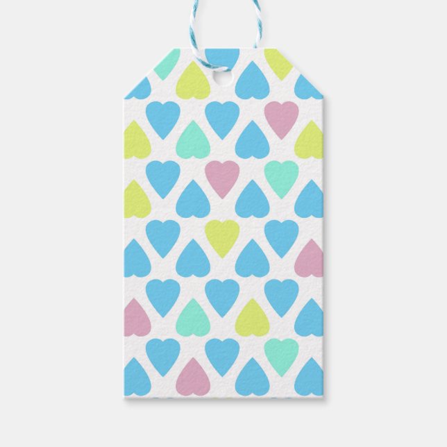 Étiquettes-cadeau Coeurs multicolores (Devant)