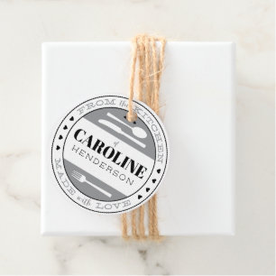 Étiquettes Cadeau Coeurs noir blanc et gris fait avec de la nourritu