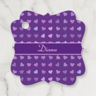 ÉTIQUETTES CADEAU COEURS PASTEL PURPLE PERSONNALISÉ