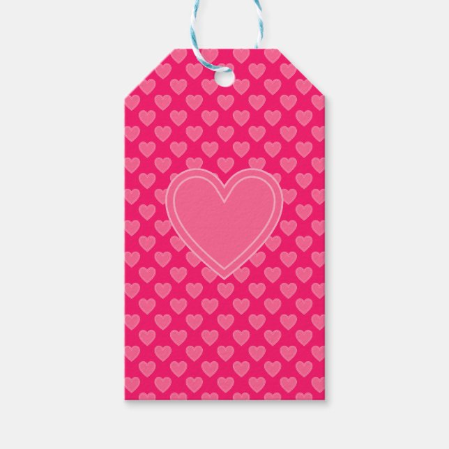 Étiquettes-cadeau Coeurs roses (Devant)