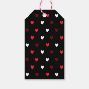 Étiquettes-cadeau Coeurs rouge et blanc sur noir
