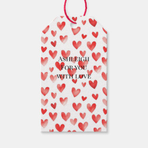 Étiquettes-cadeau Cœurs Rouges Blancs Amour Saint-Valentin