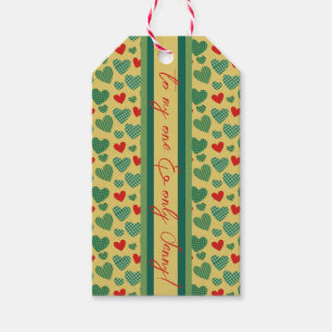 Étiquettes-cadeau Coeurs rouges et verts