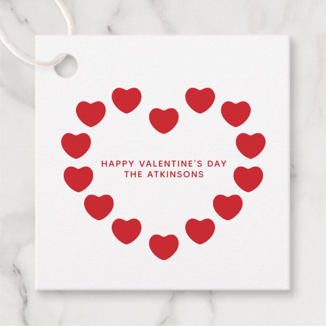 Étiquettes Cadeau Coeurs rouges mignons coutume moderne Saint Valent (Devant)