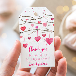 Étiquettes-cadeau Coeurs rouges roses Chérie Anniversaire