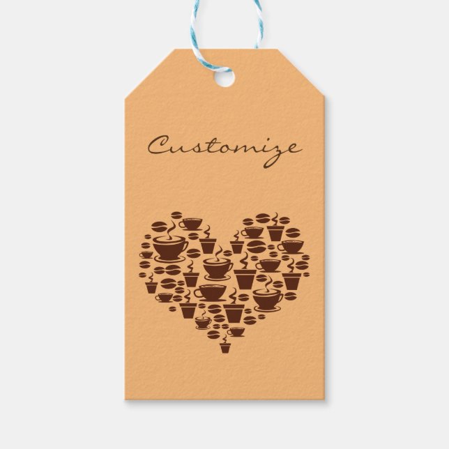 Étiquettes-cadeau Coffee Lover Heart Thunder_Cove (Devant)
