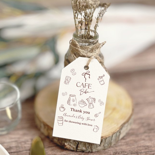 Étiquettes-cadeau Coffee Theme Cafe Bebe Brewing Bow Baby Shower (Créateur téléchargé)