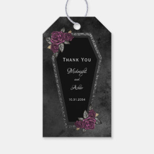 Étiquettes-cadeau Coffin Rose Halloween Merci Mariage