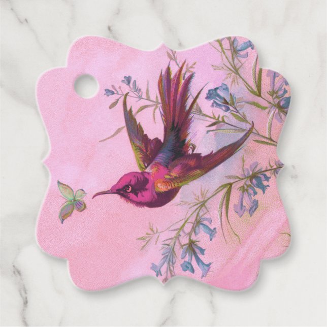Étiquettes Cadeau Colibri Rose Rouge (Devant)