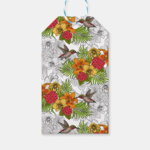 Étiquettes-cadeau Colibris et bouquet tropical