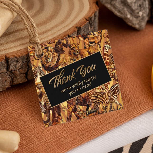 Étiquettes Cadeau Collage animal sauvage Bachelorette Merci ID1149 (Créateur téléchargé)