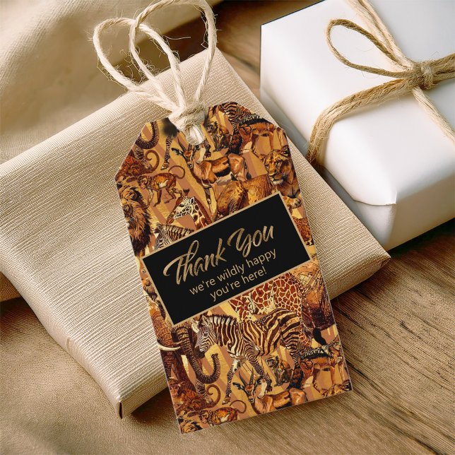 Étiquettes-cadeau Collage animal sauvage Bachelorette Merci ID1149 (Créateur téléchargé)