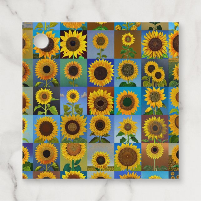 Étiquettes Cadeau Collage des tournesols (Devant)