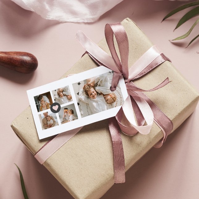 Étiquettes-cadeau Collage moderne Cadeau photo de famille personnali (Créateur téléchargé)