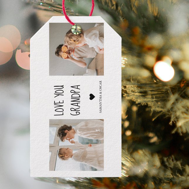 Étiquettes-cadeau Collage moderne Photo Love You Grand-père Meilleur (Créateur téléchargé)