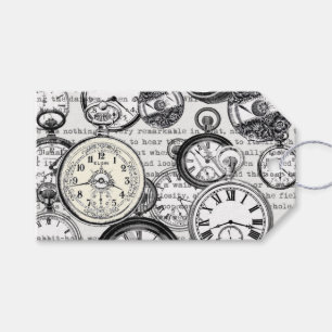 Étiquettes-cadeau Collage Montre de Goût Victorien Alice au Pays des