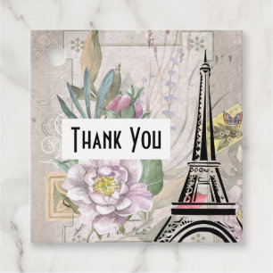 Étiquettes Cadeau Collage vintage et tour Eiffel