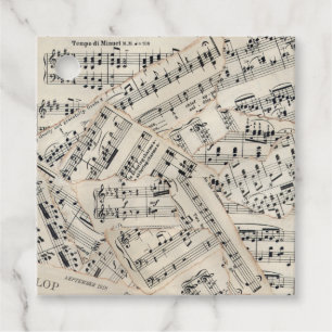 Étiquettes Cadeau Collage vintage papier de musique