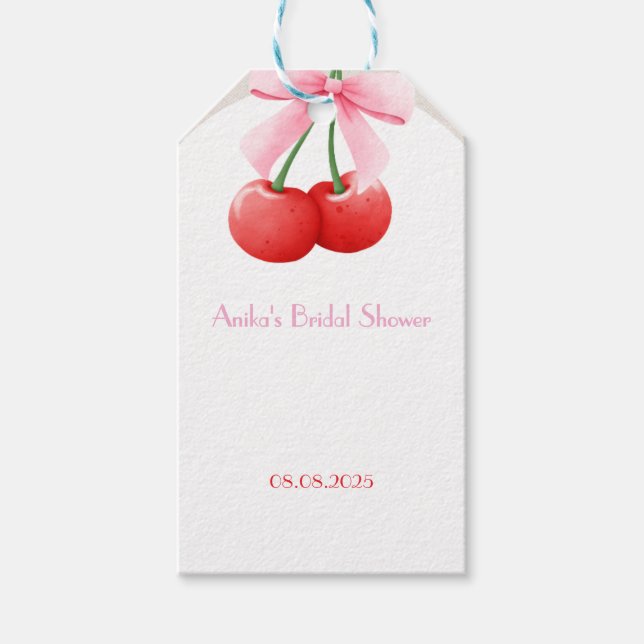 Étiquettes-cadeau collection de baby shower mariage rose cerise (Devant)
