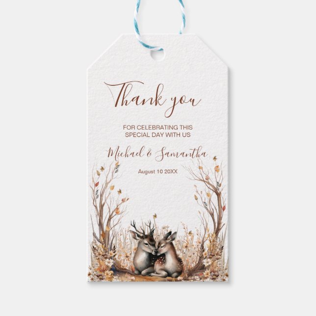 Étiquettes-cadeau Collection de mariage Cerf Rustique d'Automne (Devant)