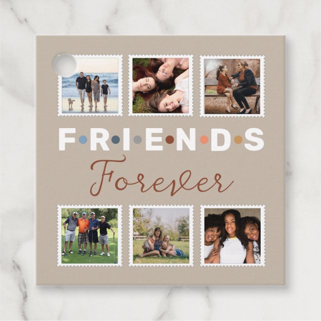 Étiquettes Cadeau Collection photo moderne Beige Friends Forever (Devant)