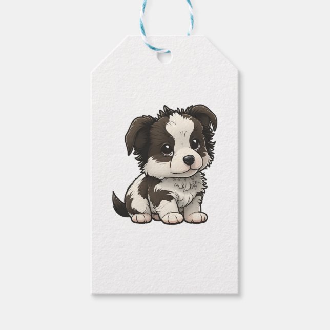 Étiquettes-cadeau Collie frontalière de Chibi (Devant)
