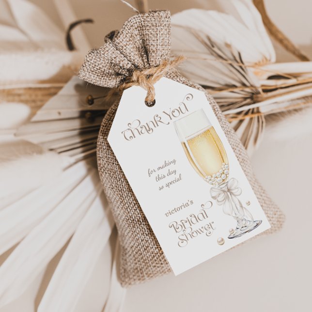 Étiquettes-cadeau Collier de perles et prosecco Remerciements pour e (Créateur téléchargé)