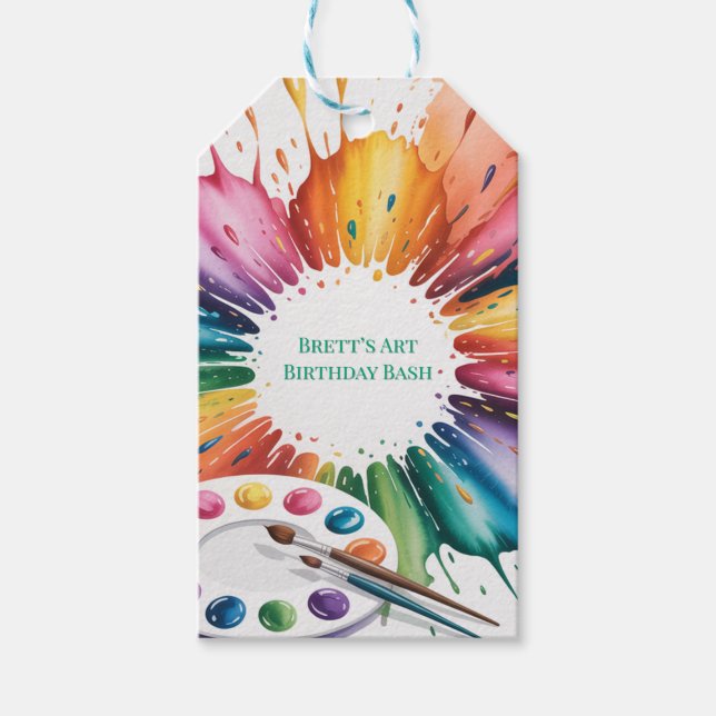 Étiquettes-cadeau Color Splash Art Birthday Bash (Devant)