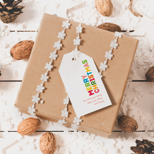 Étiquettes-cadeau Coloré et brillant Joyeux Noël Famille Tags cadeau