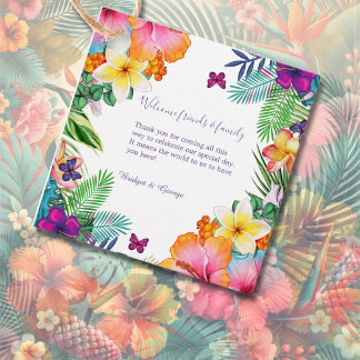 Étiquettes Cadeau Coloré hawaïen tropical Mariage