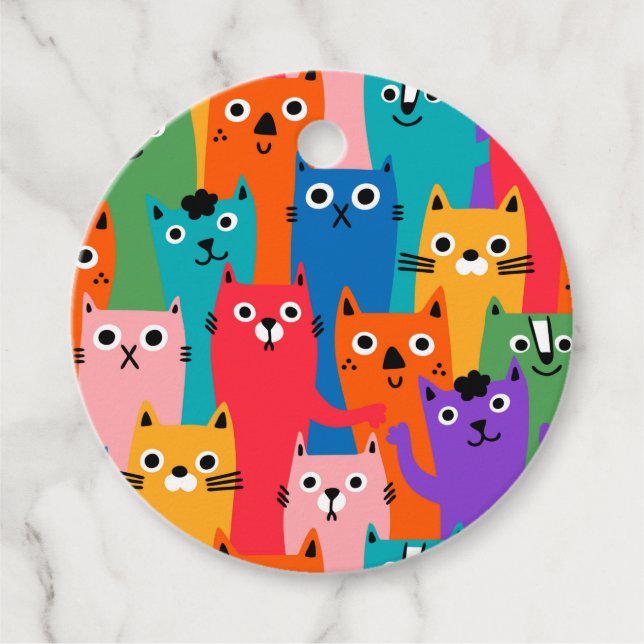 Étiquettes Cadeau Colorful cats (Devant)