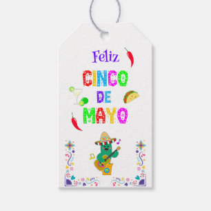 Étiquettes-cadeau Colorful Festive Cinco de Mayo 2025 Dancing Cactus